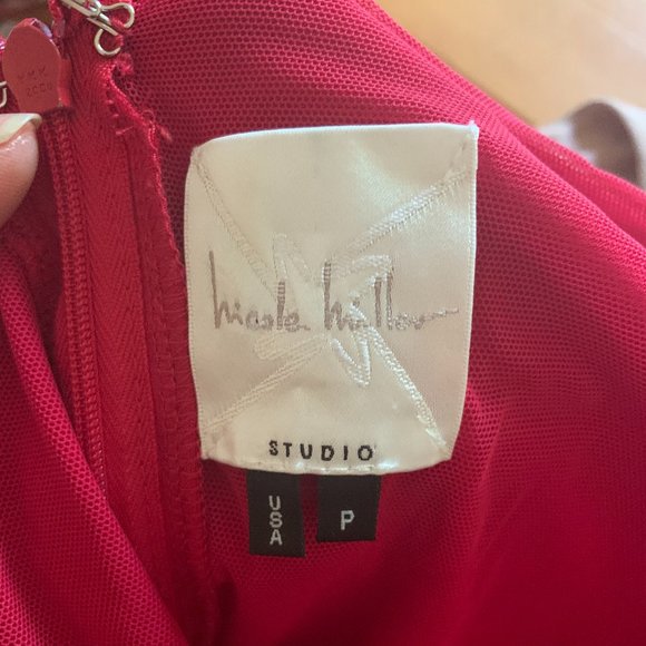 Nicole Miller Size P Red Cocktail Midi Dress - Picture 3 of 4